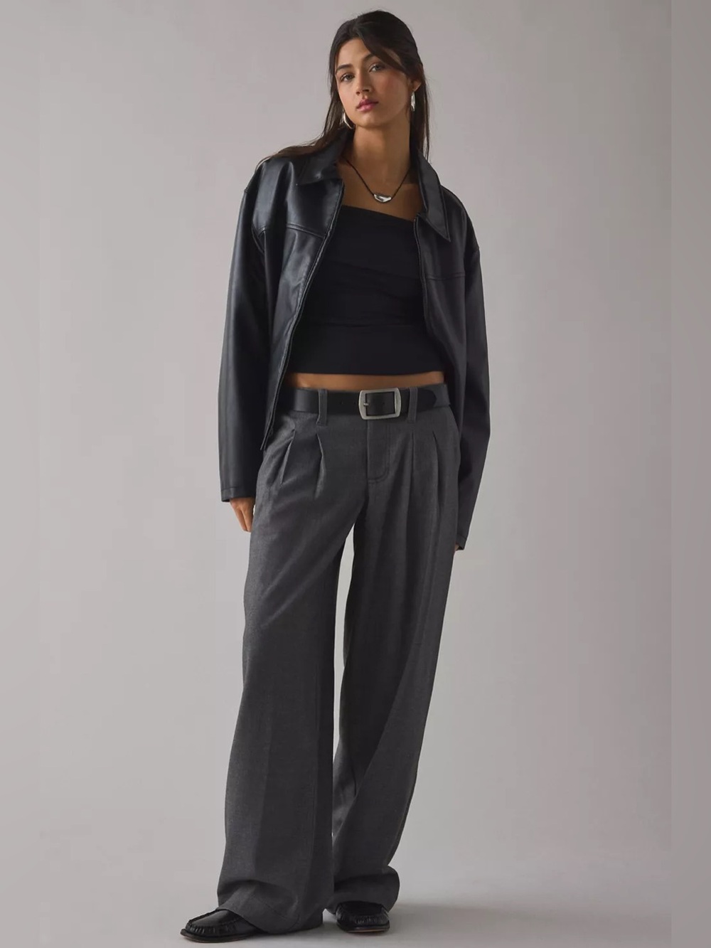 UO Cozy Twill Pleated Wide Leg Trouser Pants 12 NWT